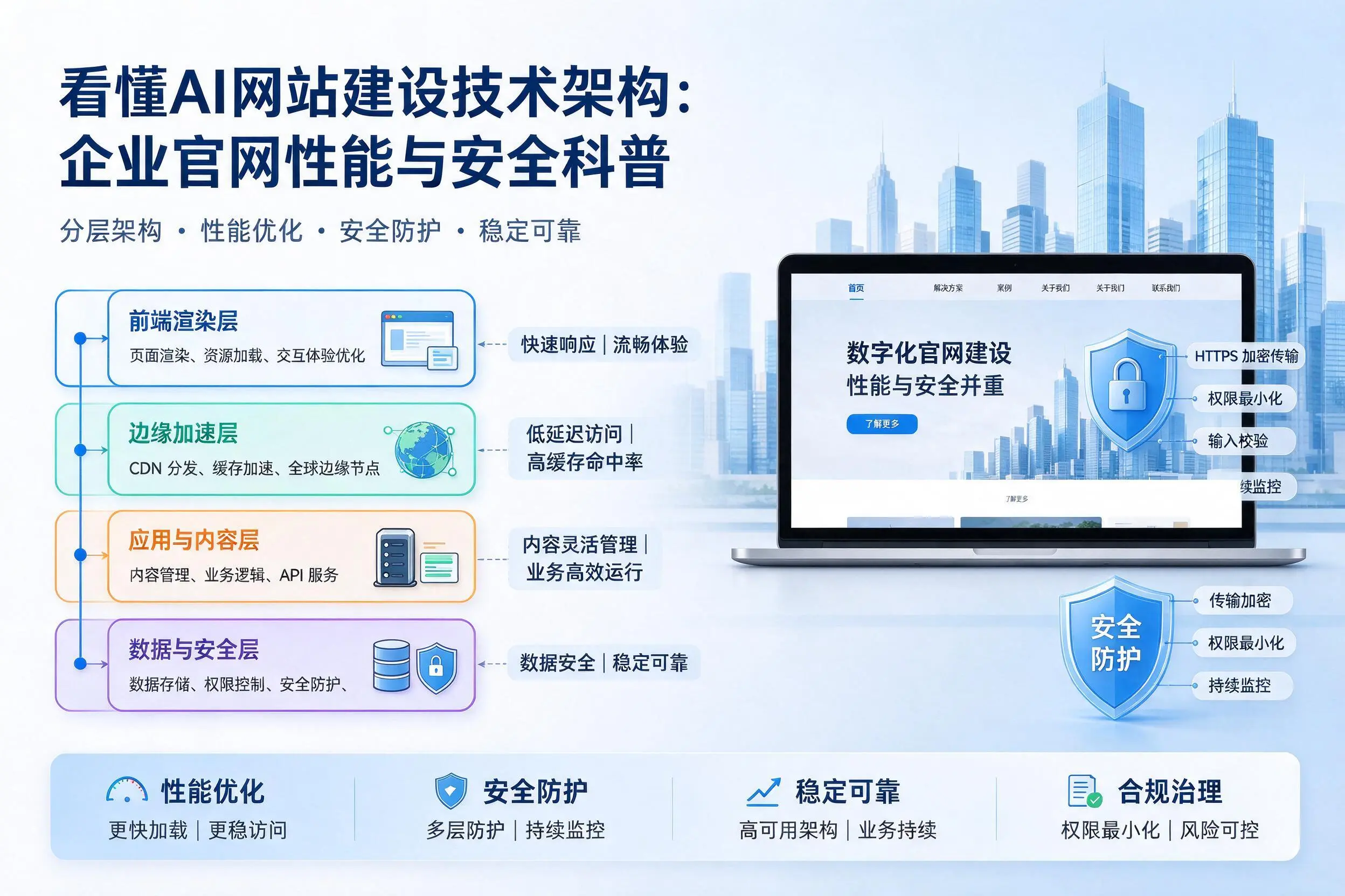 看懂AI网站建设技术架构：辽源企业官网性能与安全科普