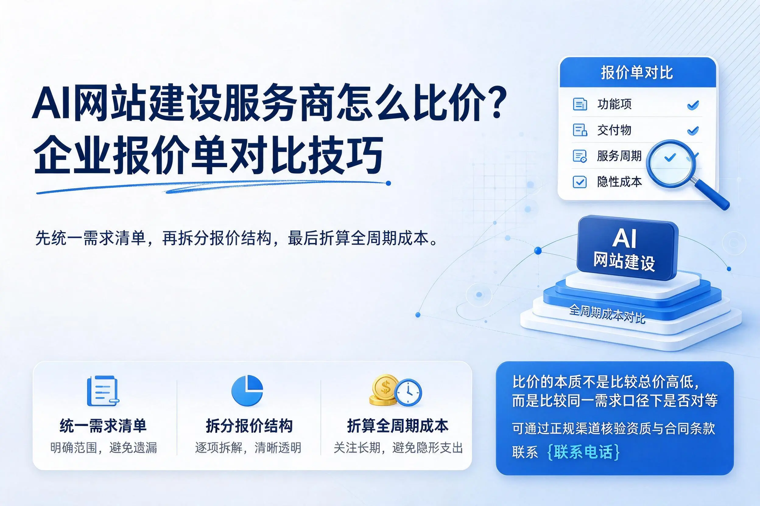 AI网站建设服务商怎么比价？辽源企业报价单对比技巧