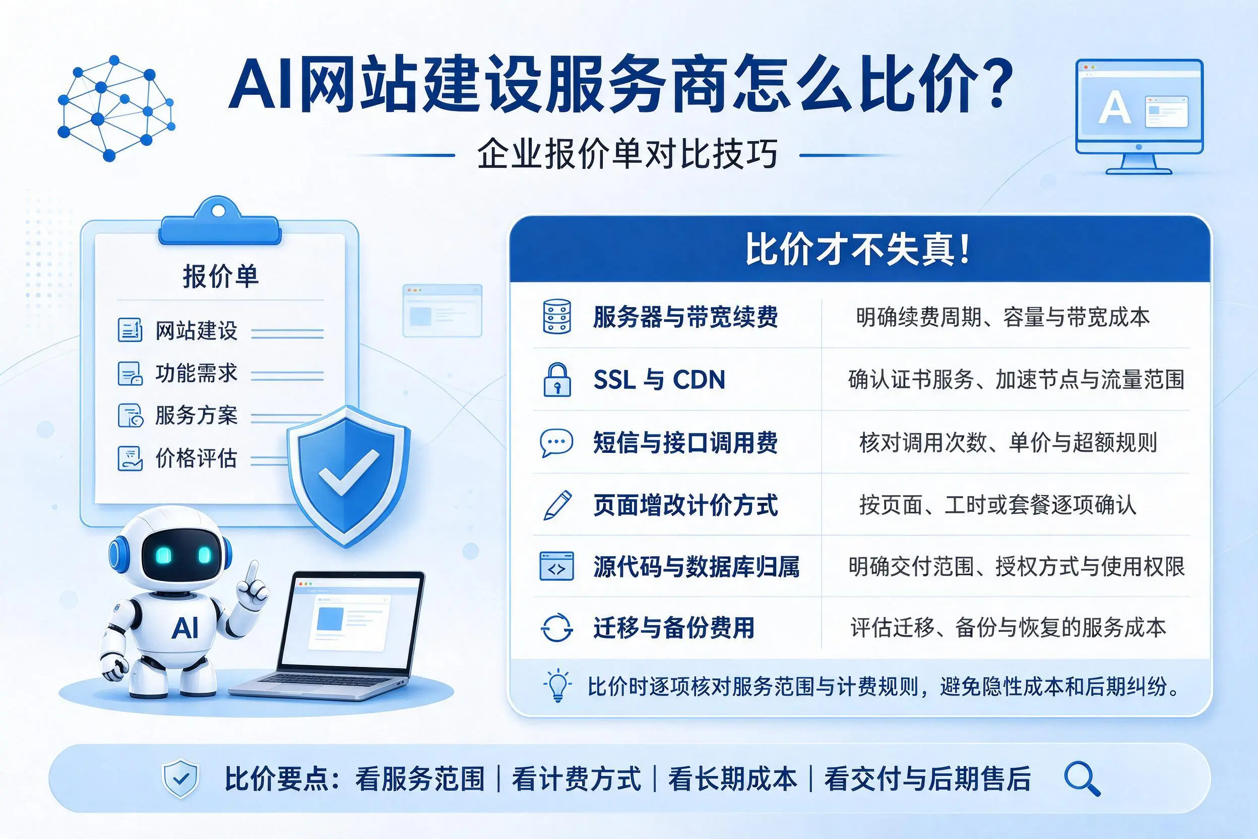 AI网站建设服务商怎么比价？辽源企业报价单对比技巧