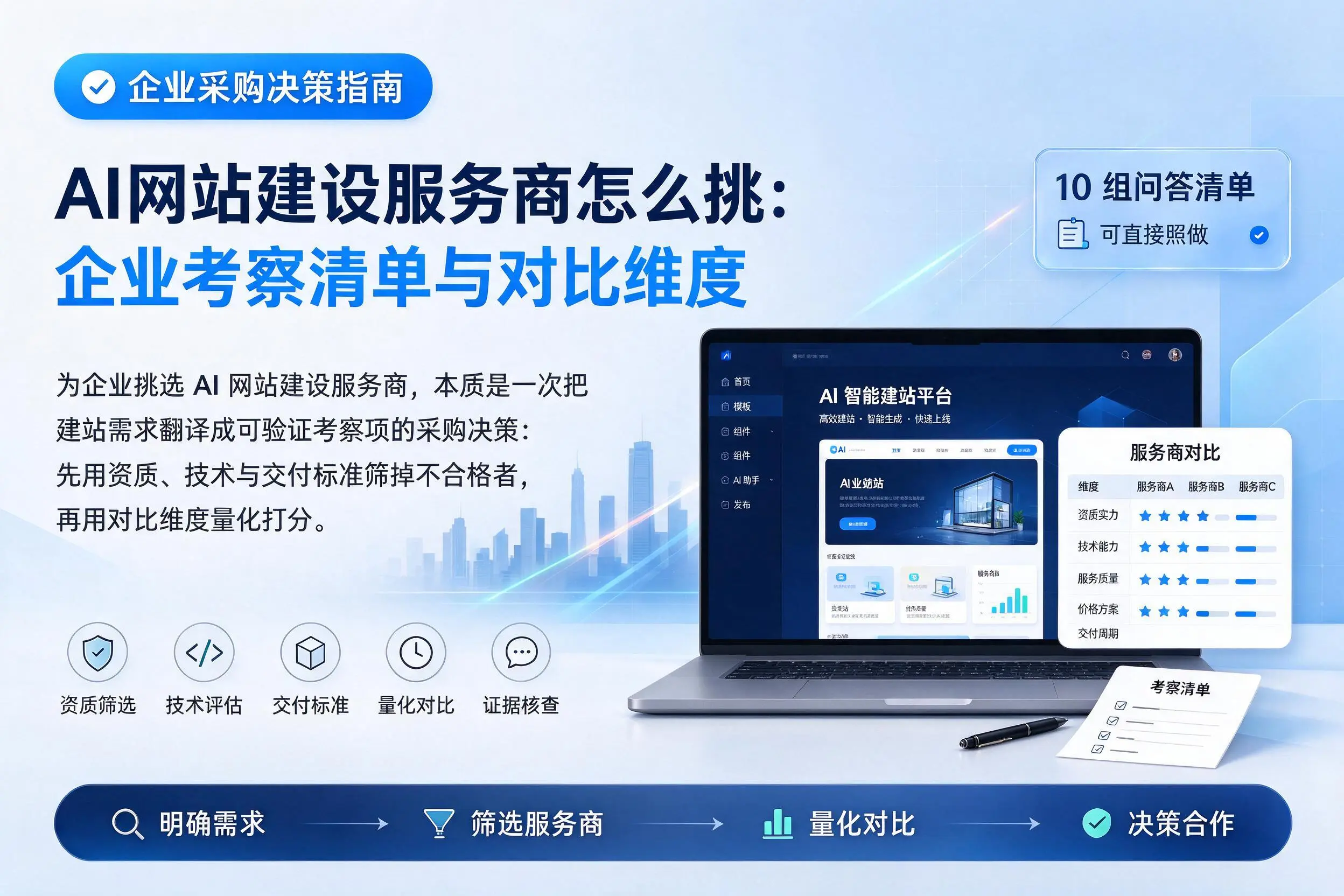 AI网站建设服务商怎么挑:辽源企业考察清单与对比维度