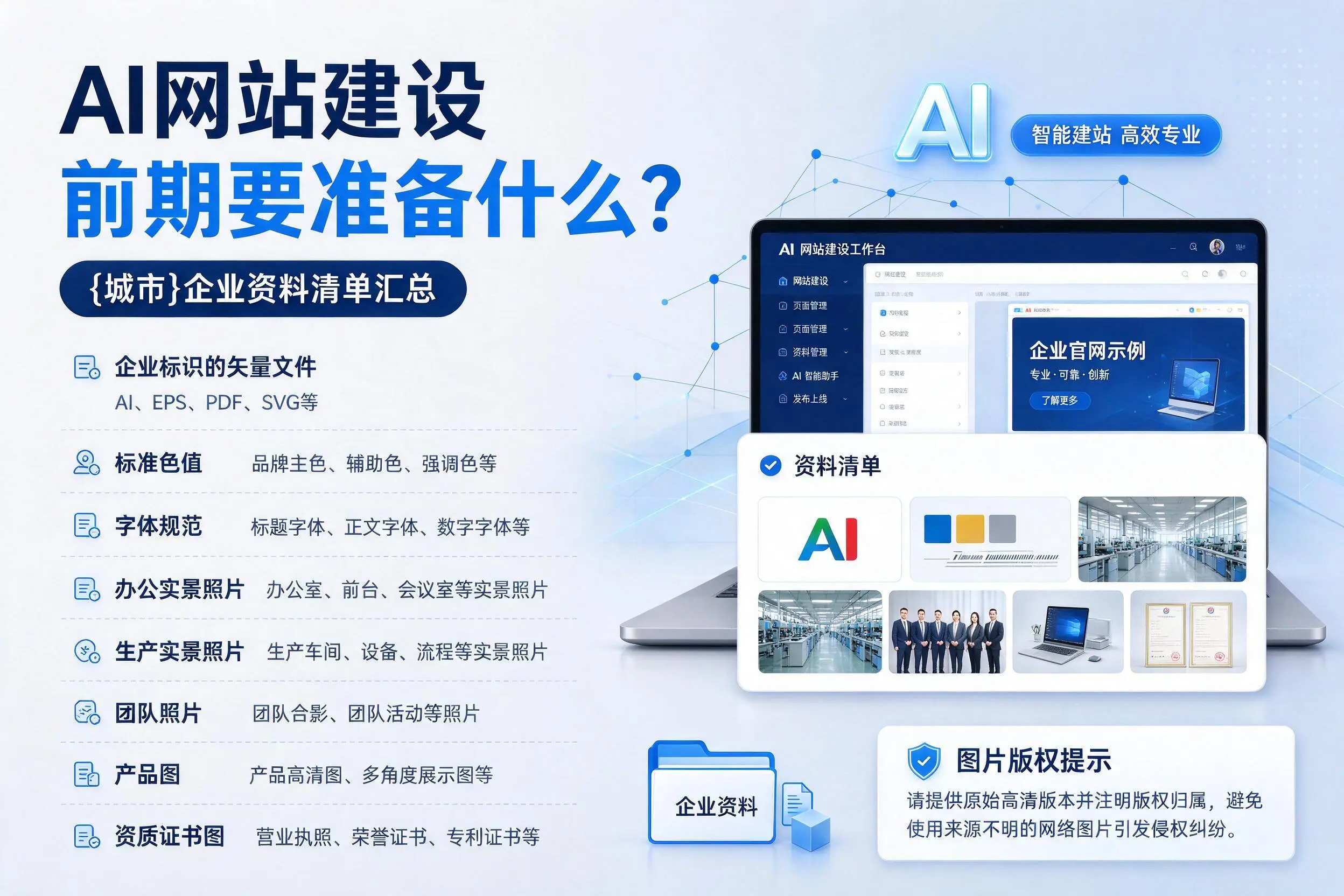 AI网站建设前期要准备什么？辽源企业资料清单汇总