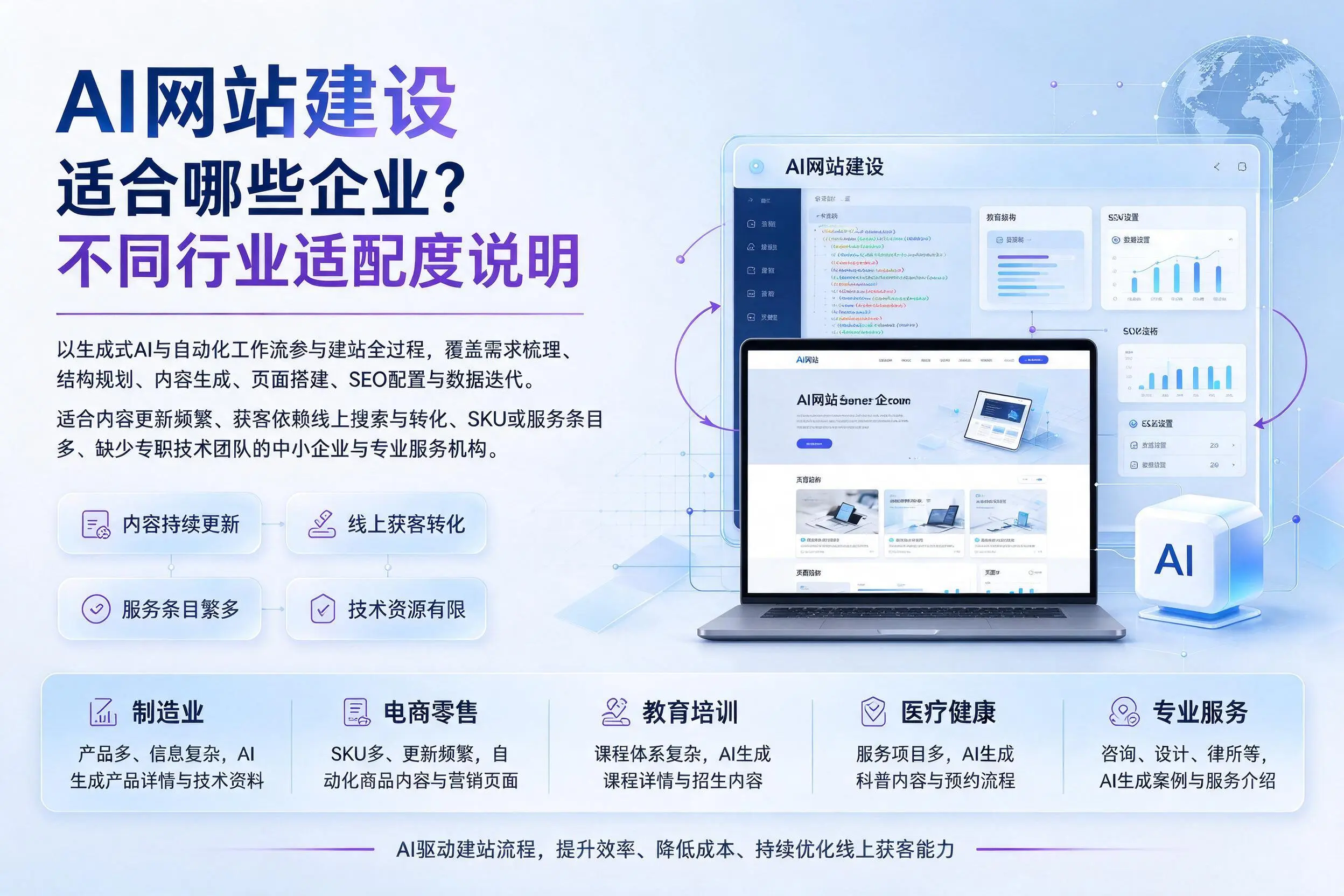 AI网站建设适合哪些企业？辽源不同行业适配度说明