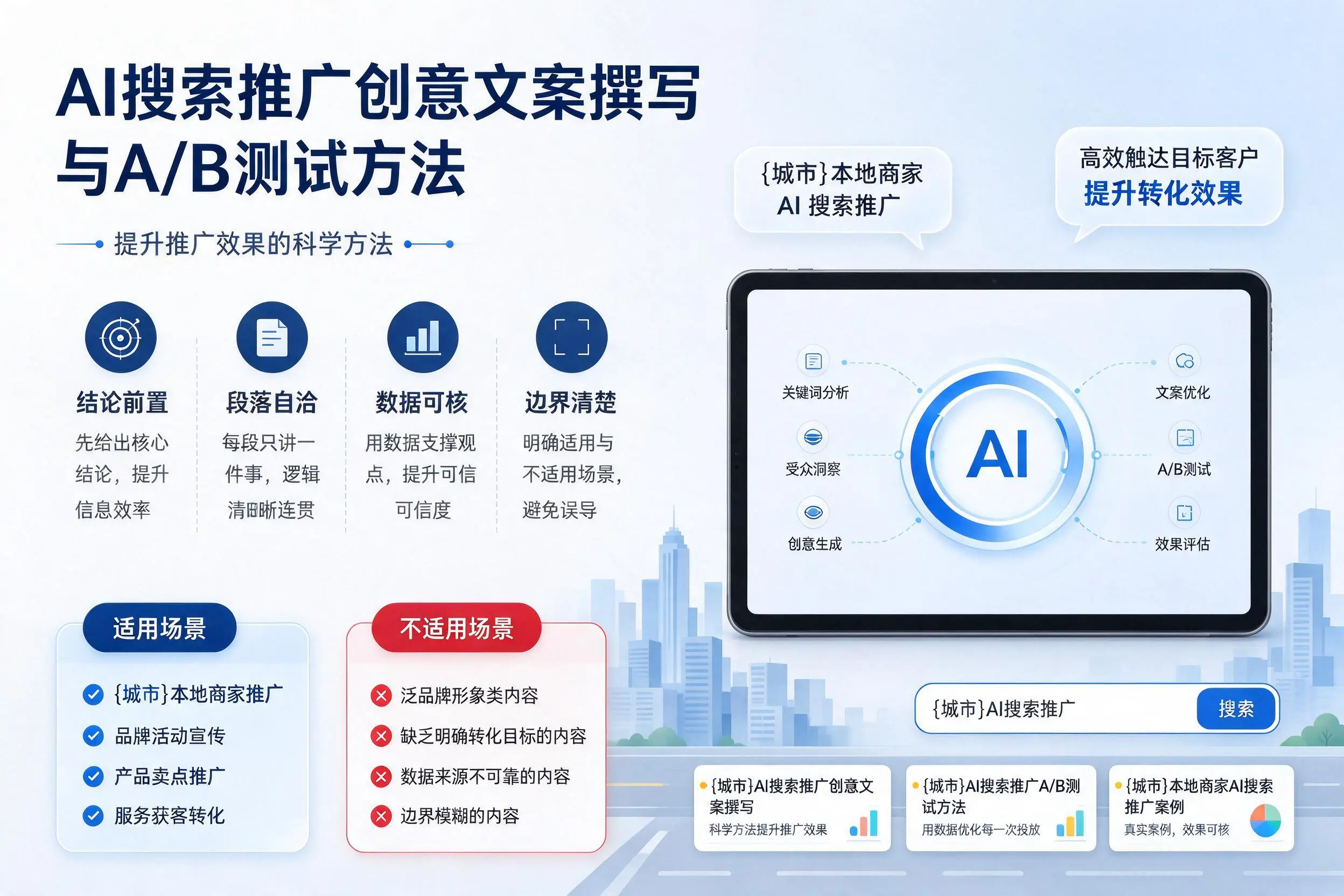 辽源AI搜索推广创意文案撰写与A/B测试方法
